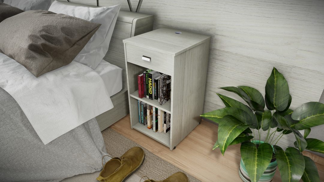 3.050 Mesa De Luz Sommier Con USB - Línea Conectate - Gris - Imagen 2