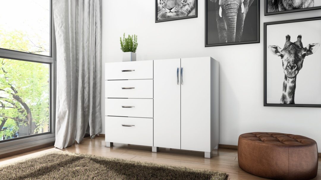 30.600 Cómoda 3 Cajones + Zapatero y Puertas - Blanco - Imagen 2