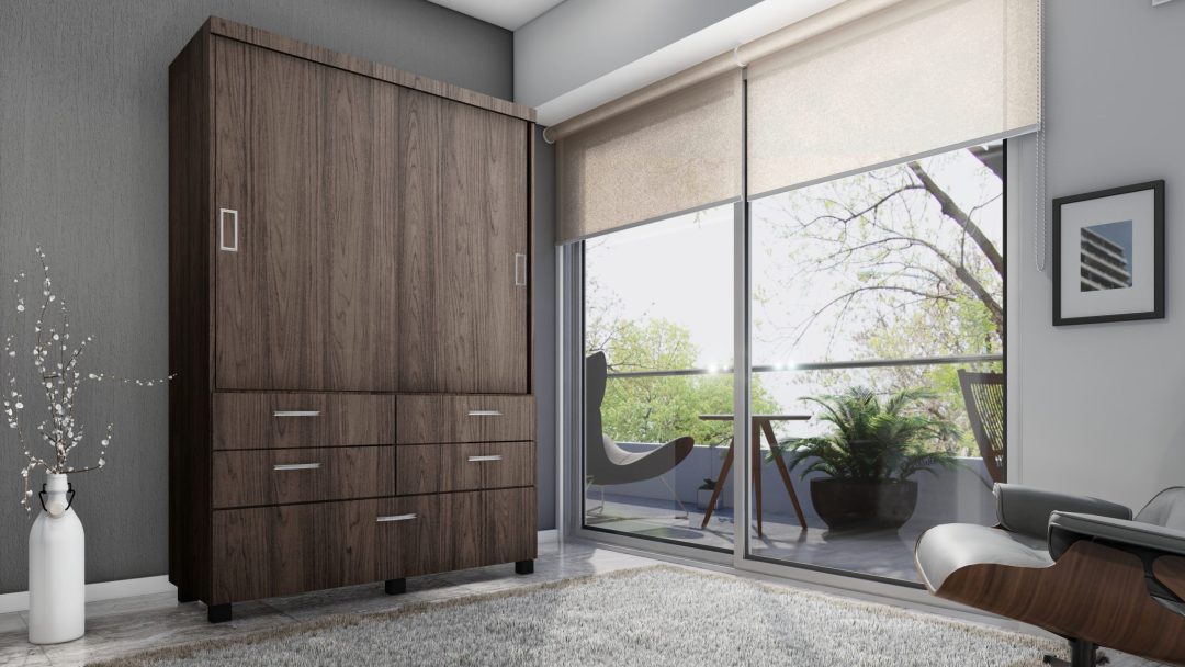 30.730 Placard 1.40 x 2.10m. Puertas Corredizas – Linea Con Patas -  Noce Mumbai - Imagen 2