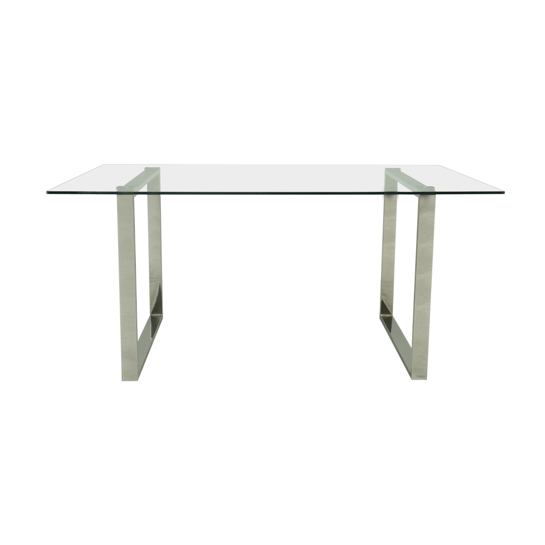 7.070 Mesa Vidrio 1.60 x 0.90m. Base Metal - Transparente - Plata - Imagen 3
