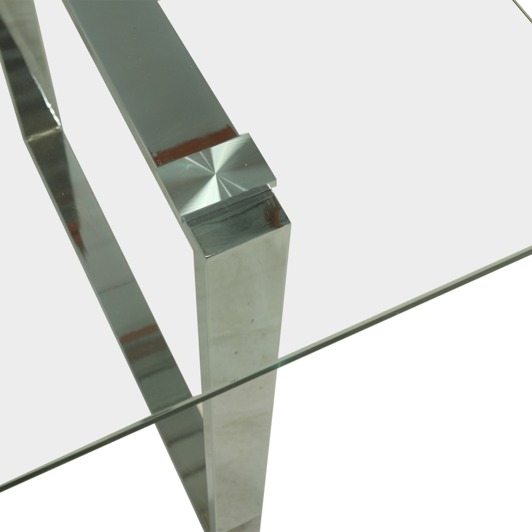 7.070 Mesa Vidrio 1.60 x 0.90m. Base Metal - Transparente - Plata - Imagen 2