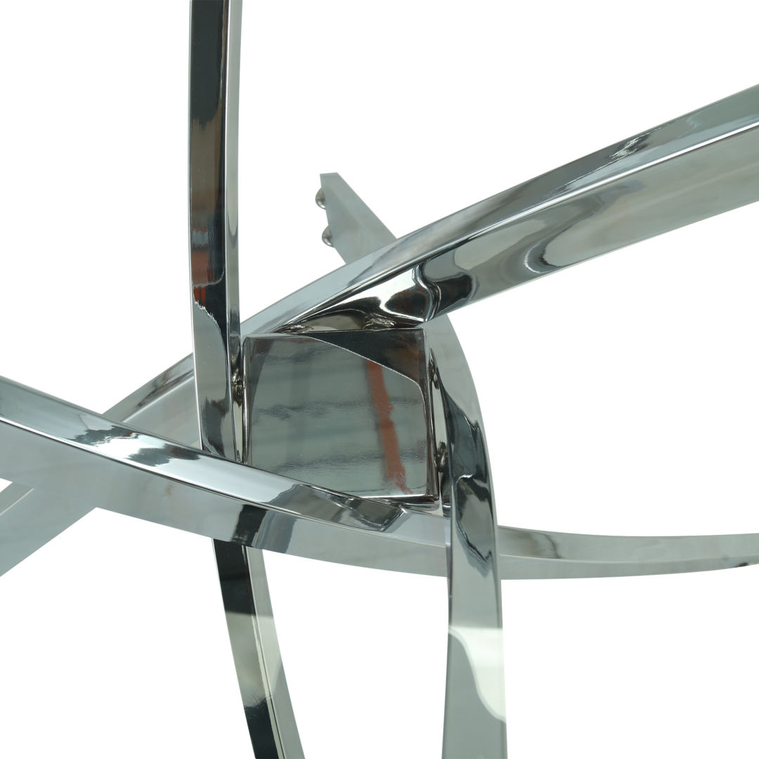7.090 Mesa Vidrio 1.60 X 0.90m. Base Asterisco - Plata - Imagen 3
