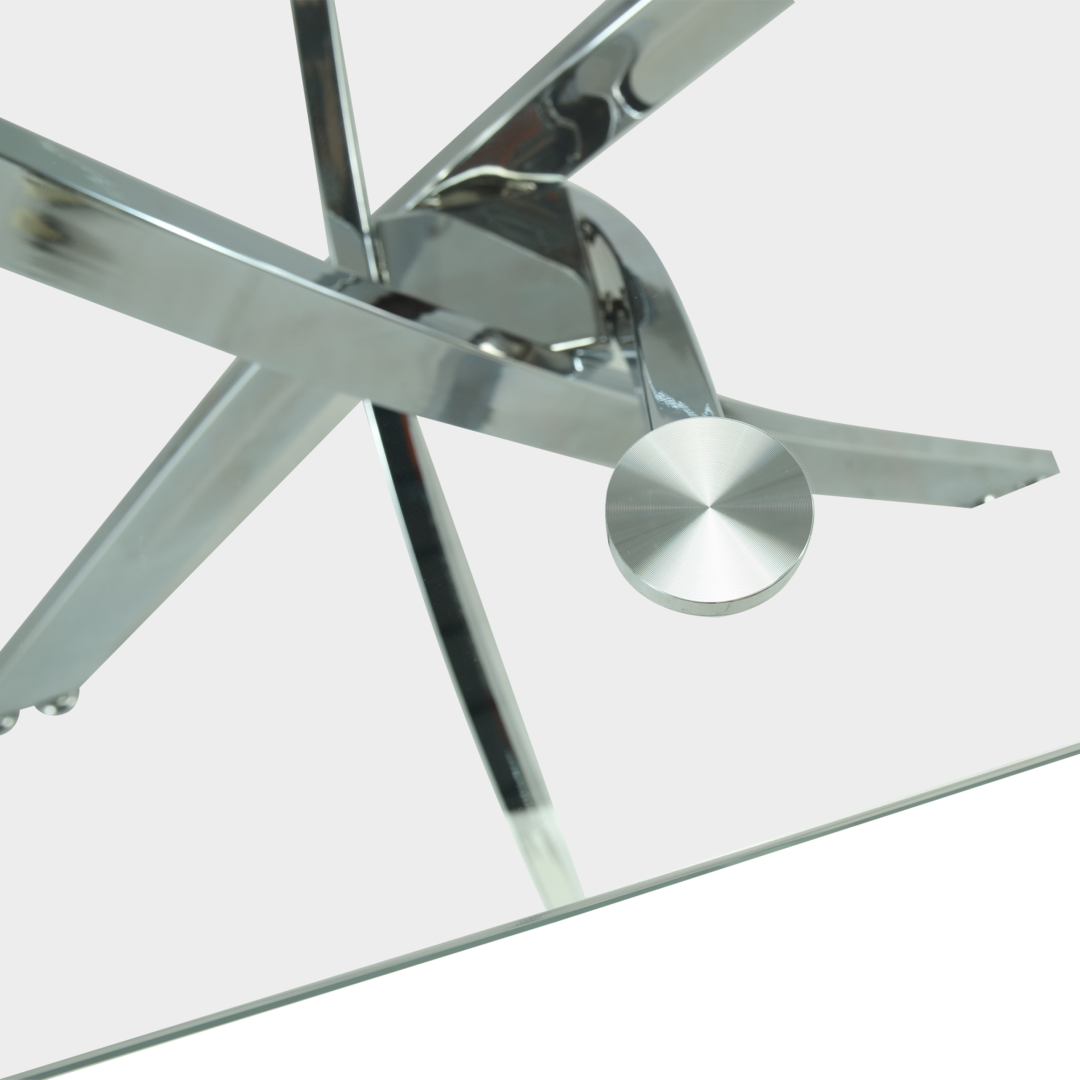 7.090 Mesa Vidrio 1.60 X 0.90m. Base Asterisco - Plata - Imagen 5