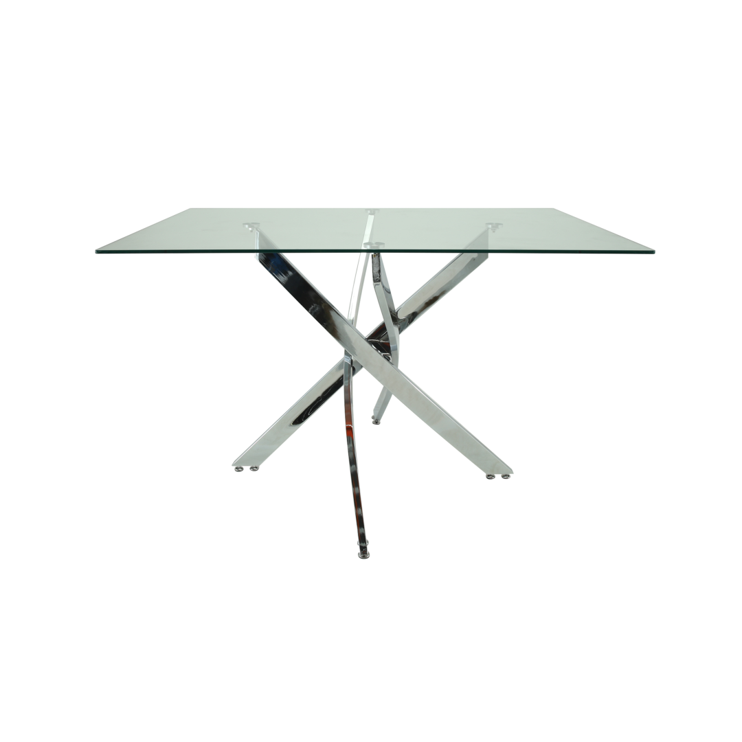 7.090 Mesa Vidrio 1.60 X 0.90m. Base Asterisco - Plata - Imagen 2
