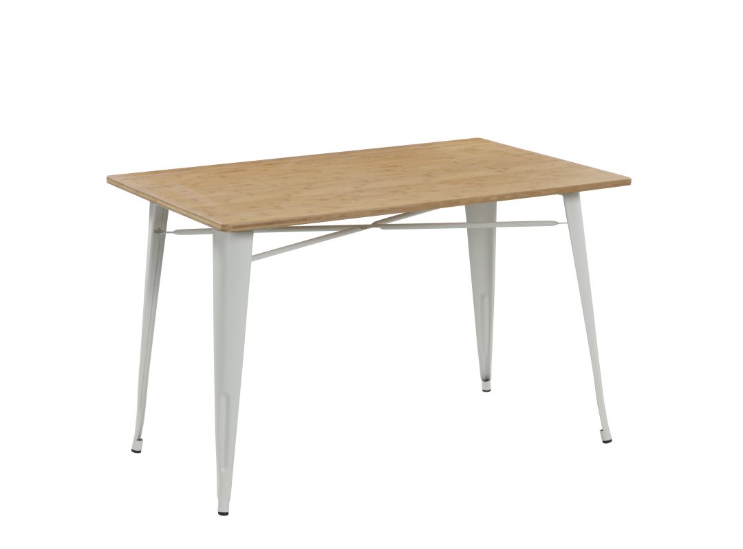 7.870 Mesa Tolix Madera Bambu 1.20 X 0.80m. - Blanco